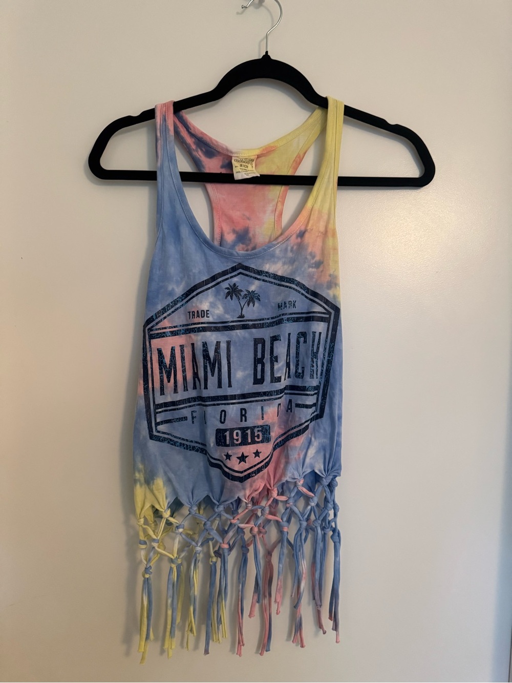 Exit Miami Beach Tie-Dye Fringe Tank Top | Size S - Picture 2 of 11
